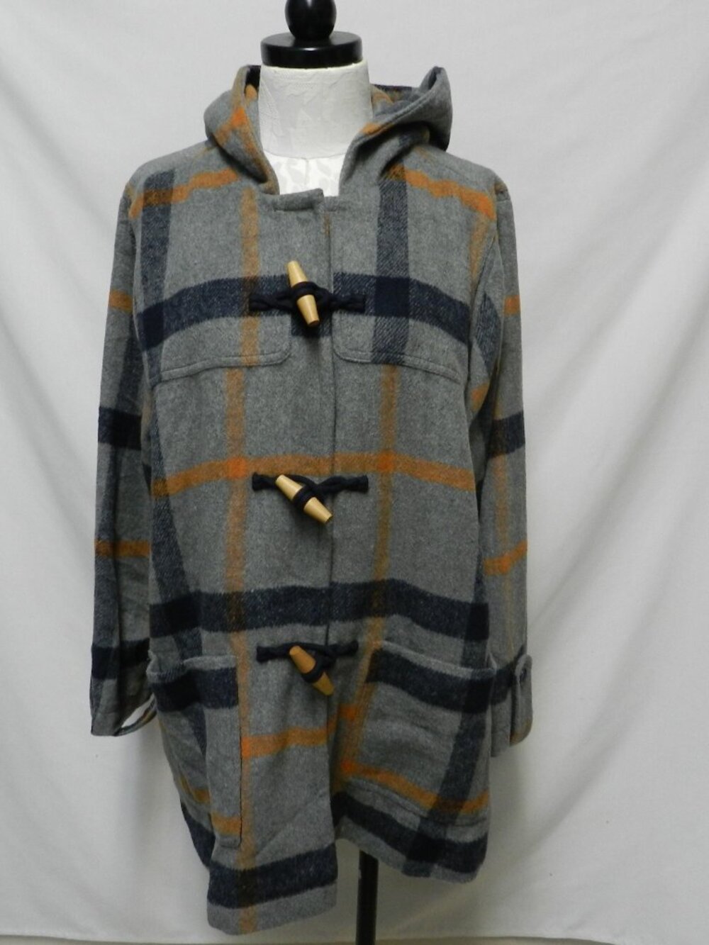 ModCloth Toggle over Coat jacket grey lined Pockets Hooded Women Size Sz 2X